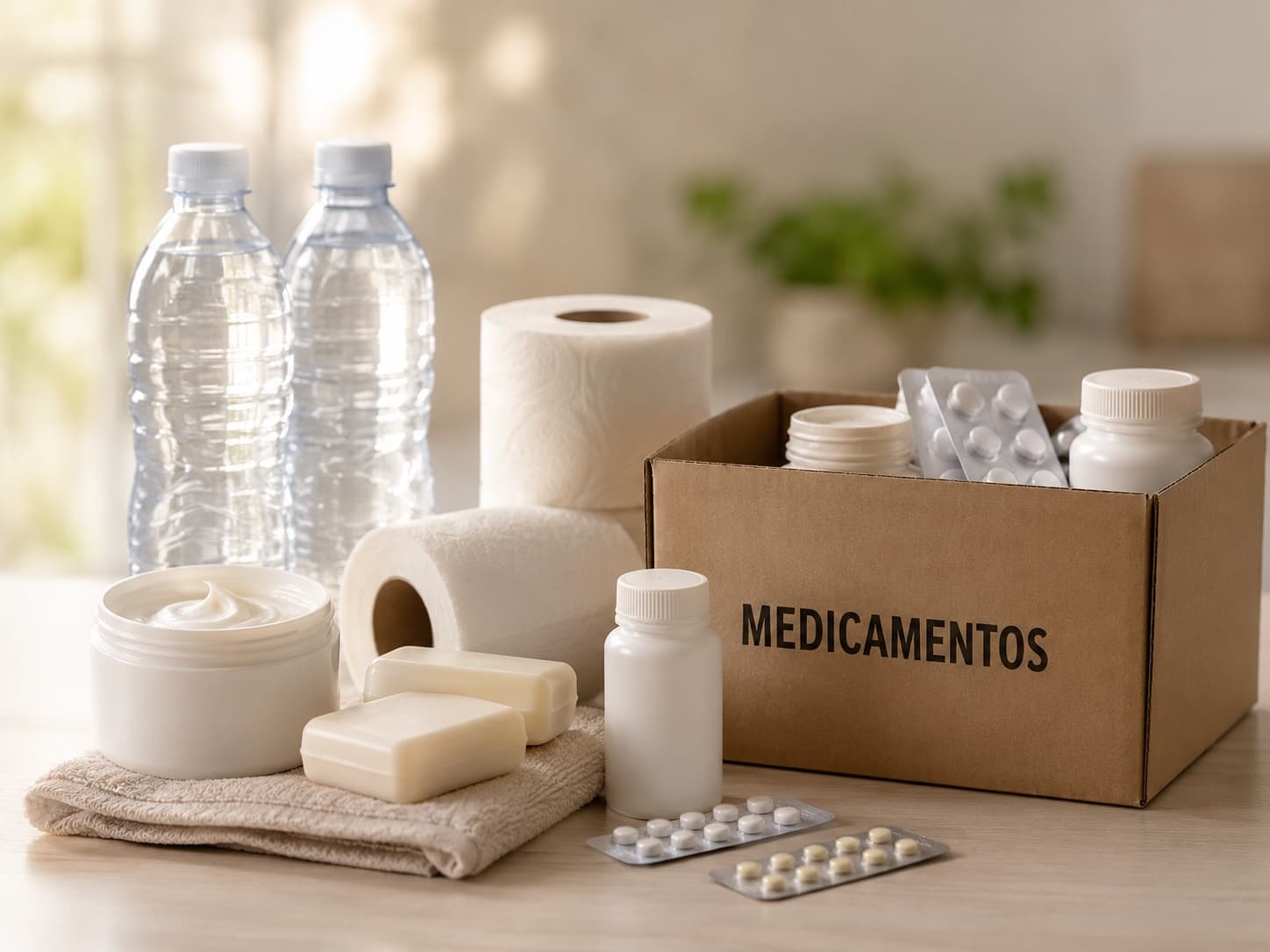Kit de cuidado · agua, higiene y medicamentos
